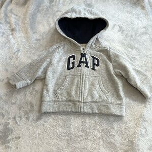 GAP - Full zip Sherpa line hoodie jacket. Size  3-6 months